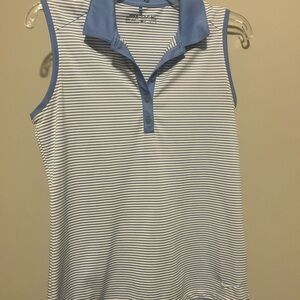 Nike Golf DriFit White and Blue Sleeveless Polo Tank Top